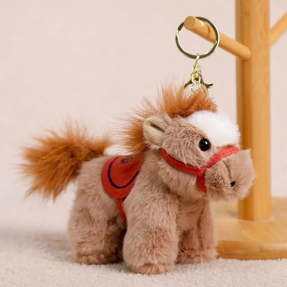 Vintage Pony Anhänger Schlüsselanhänger Kawaii Plüschtier Weiche Cartoon Tier Simulation Gefüllte Puppe Tasche Anhänger Dekor Geschenk Freund Geschenk