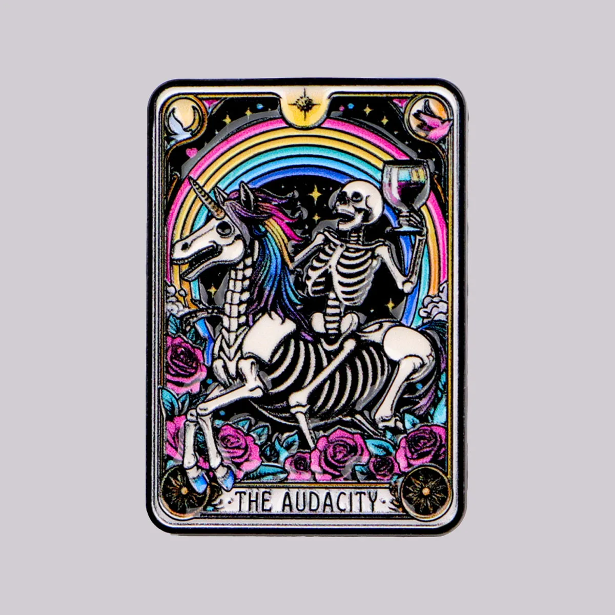 Skelett Tarot Emaille Pin „Audacity“ Brosche Pines Anstecknadeln Abzeichen auf Rucksack Kleidung Accessoires Punk Schmuck Geschenke Image
