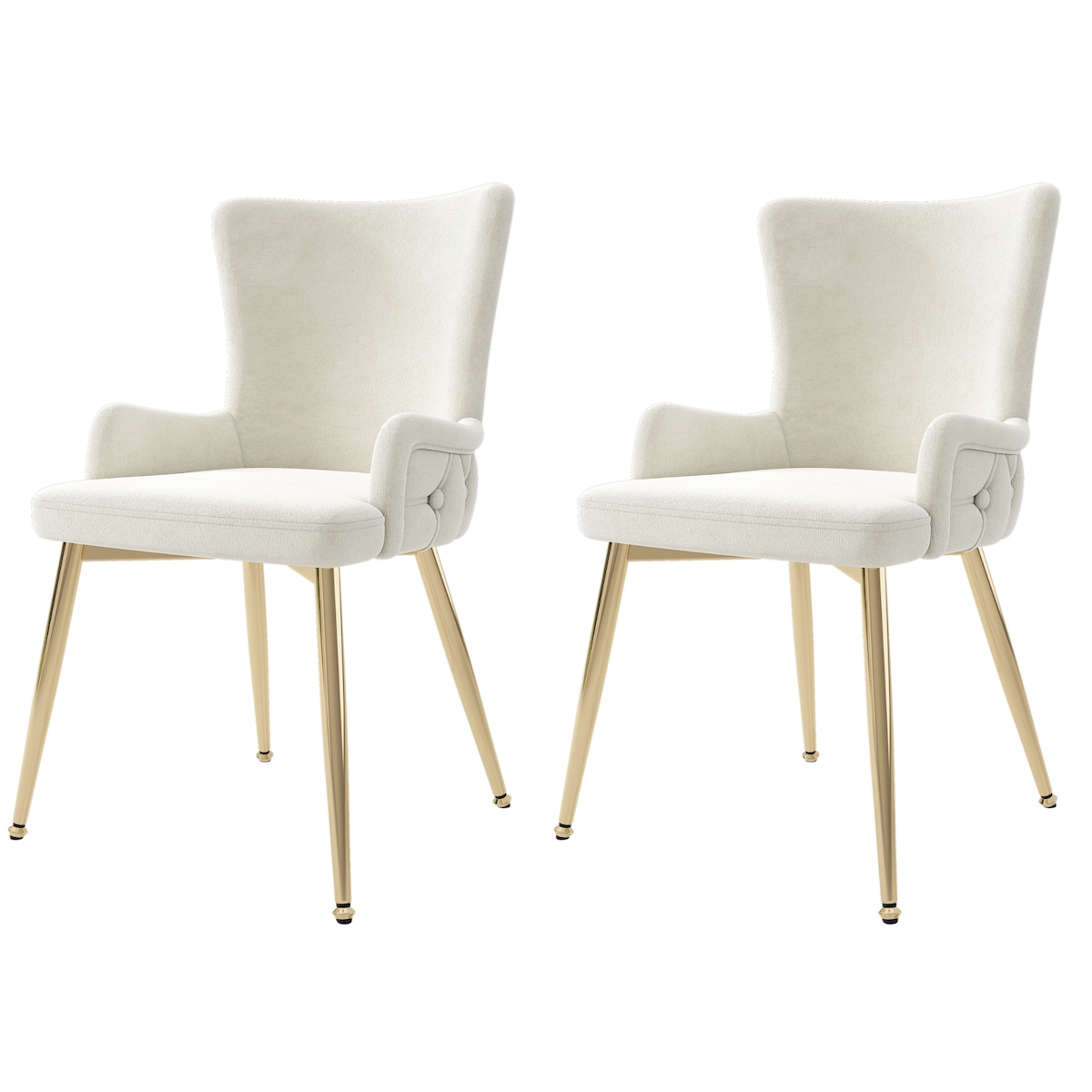 STILVORA Esszimmerstuhl 2er Set Samt Beige+Gold 85x47x49 cm mit Metallbeinen modern und luxuriös, als Ess oder Loungestuhl für Esszimmer Wohnzimmer Image