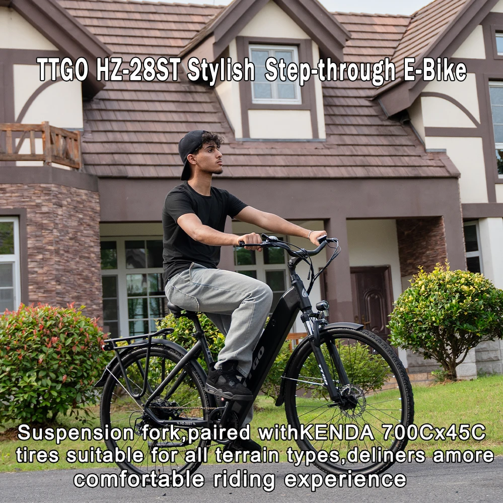 TTGO HZ-28ST elektrisches Citybike 36V 20AH 250W E-Bike 28 Zoll Suburban City E-Bike Vorderradgabel Federung für Herren Image