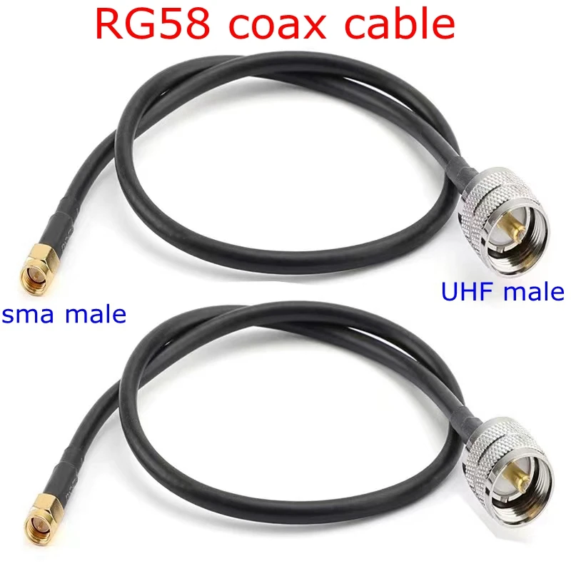 Rg58 koax kabel sl16 uhf pl259 männlich zu sma stecker PL-259 männlich zu sma männlich crimp für rg58 zopf antennm 50cm/1m/2m/5m Image