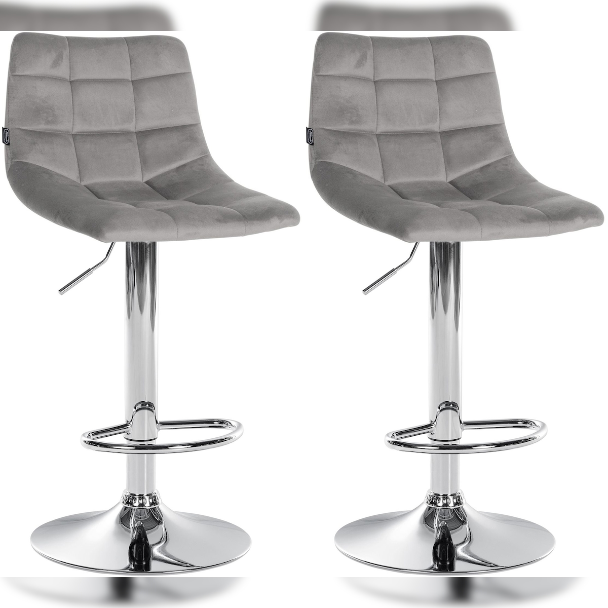 CLP 2er Set Barhocker Jerry Samt grau/chrom Image
