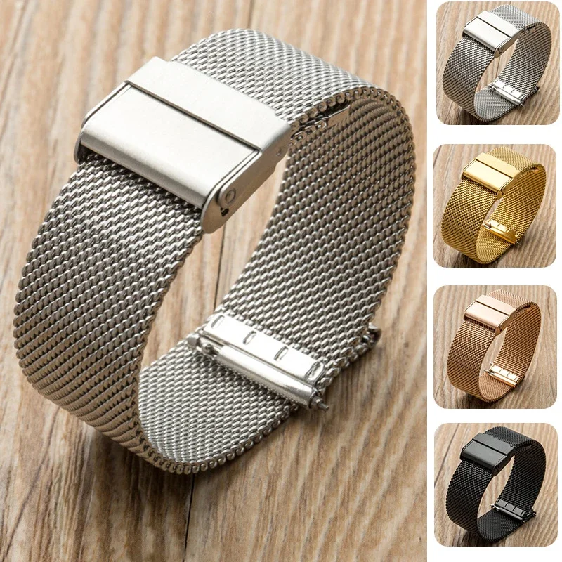 0,6 mm Mesh-Uhrenarmband für Seiko für DW-Uhr, Stahl-Milanese-Armband, 12, 13, 14, 15, 16, 17, 18, 19, 20, 21, 22, 24 mm, Herren- und Damen-Uhrenarmband Image
