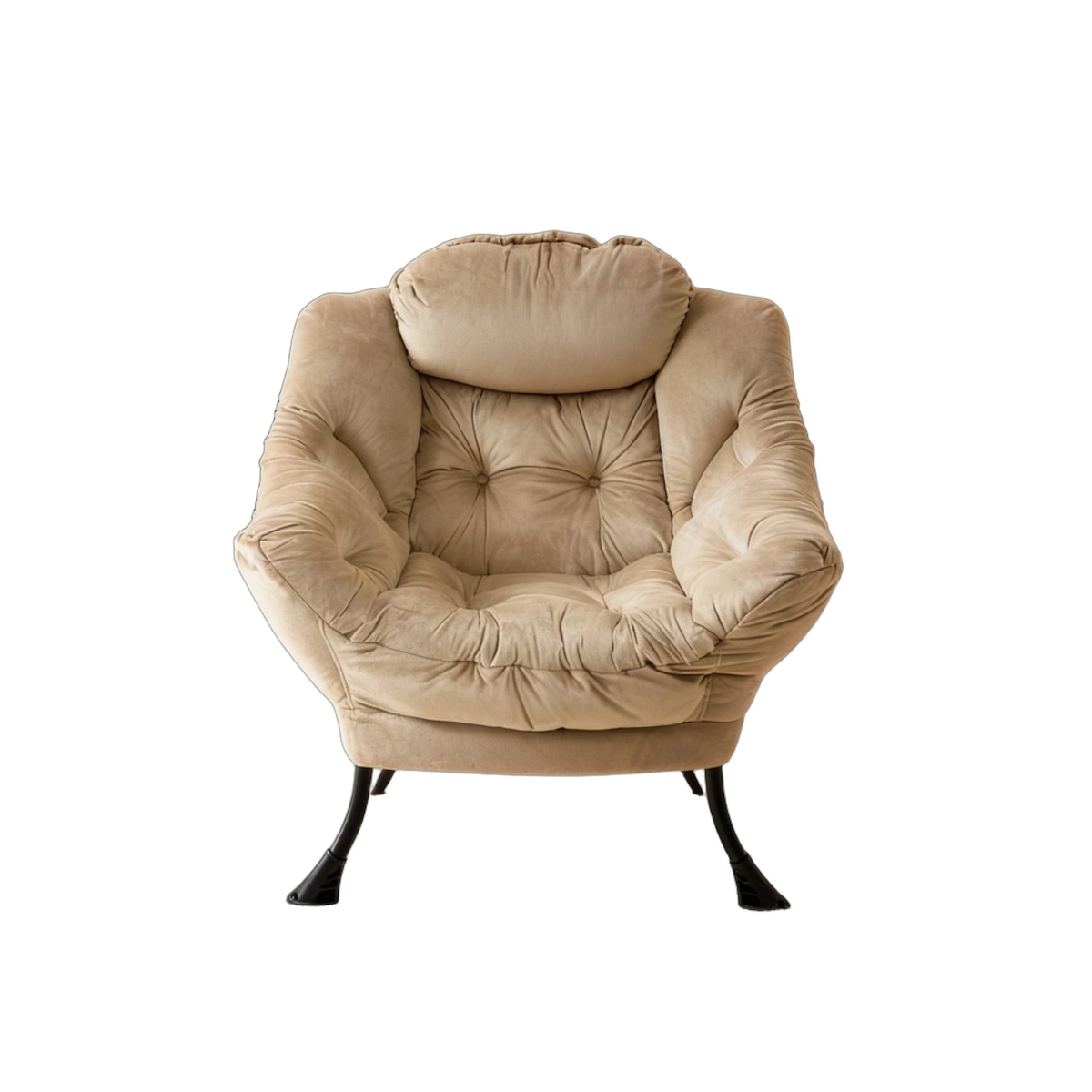 MODFU Relaxsessel mit Hocker Stoff Khaki 96x79x62 cm mit Armlehnen Seitentasche und klappbarer Fußstütze stabiler Metallrahmen Image