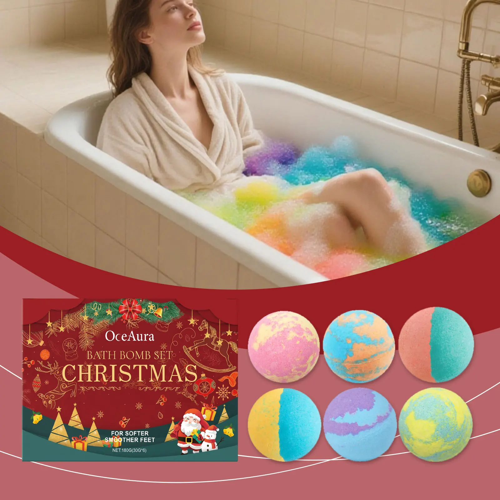 Weihnachten Bunte Schaum Dusche Ball Erweichung Keratin Aromatherapie Nehmen Bad Entlasten Müdigkeit Dusche Reiniger Weihnachten Bad Bomben