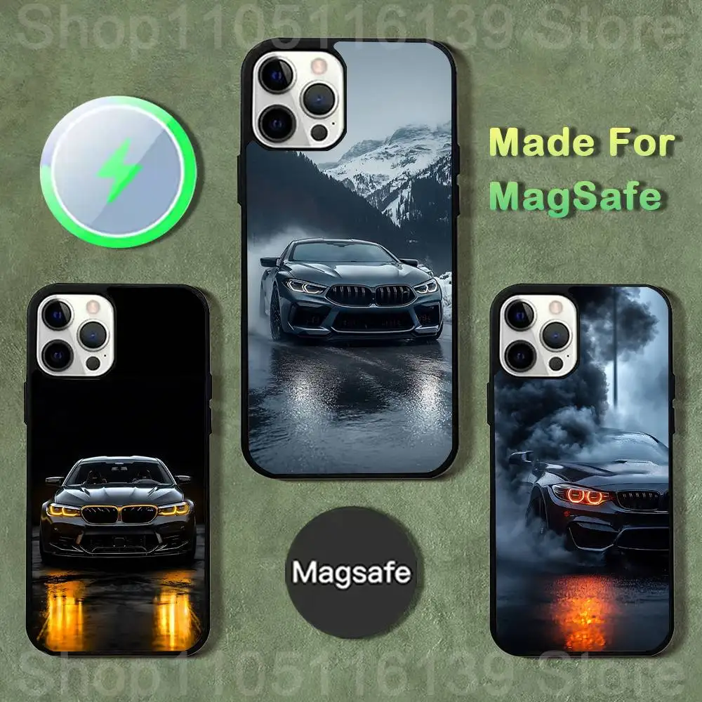 Black White for B-BMW-W Phone Case For iPhone 17,16,15,14,13,12,11,Pro,Max,Plus,Mini,SE4,E Magnetic Magsafe Wireless Charging Image