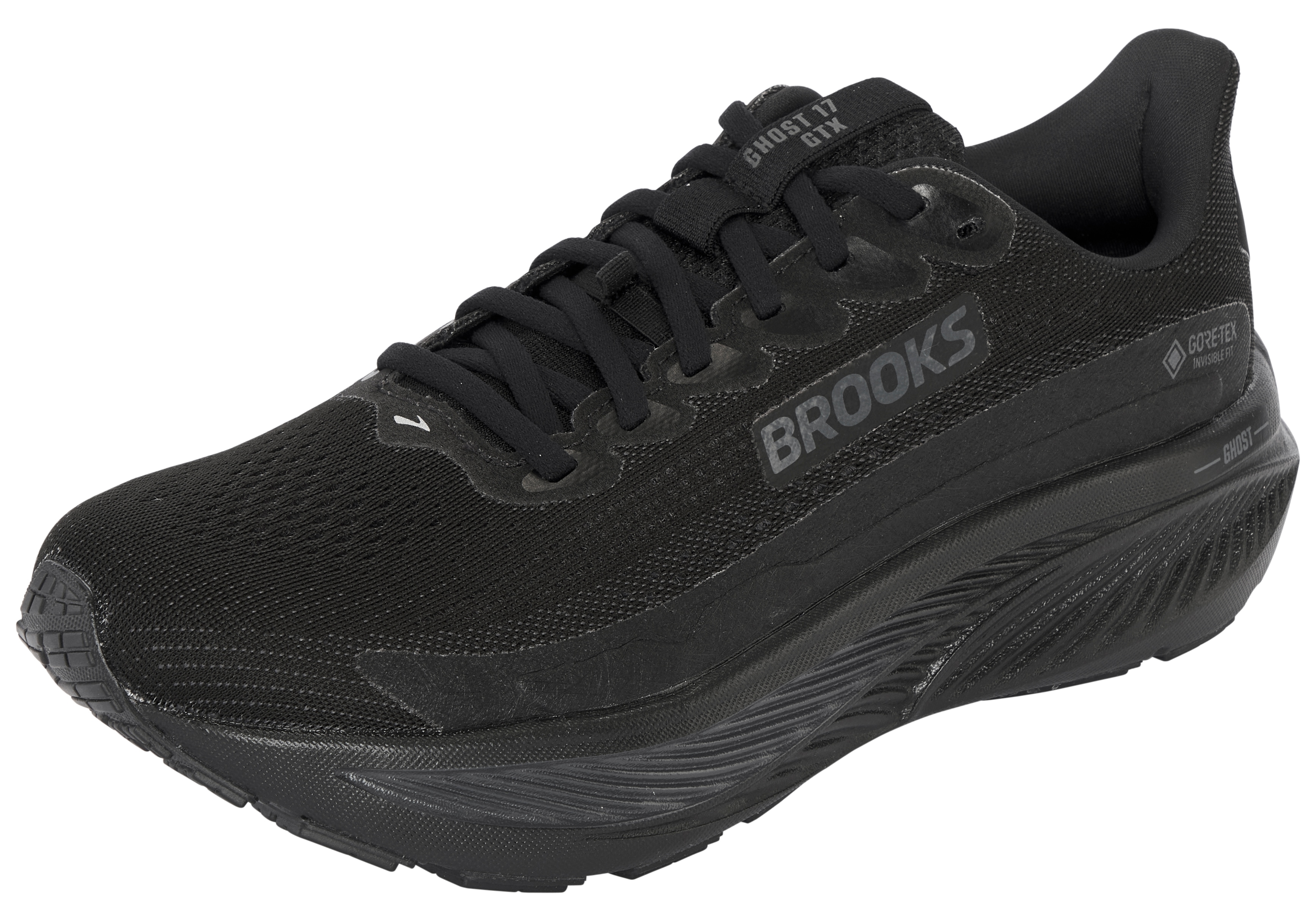 Laufschuh BROOKS "BROOKS GHOST 17 GTX", Damen, Gr. 42, schwarz, schwarz, ebony, Textil, Schuhe Laufschuh, wasserdicht