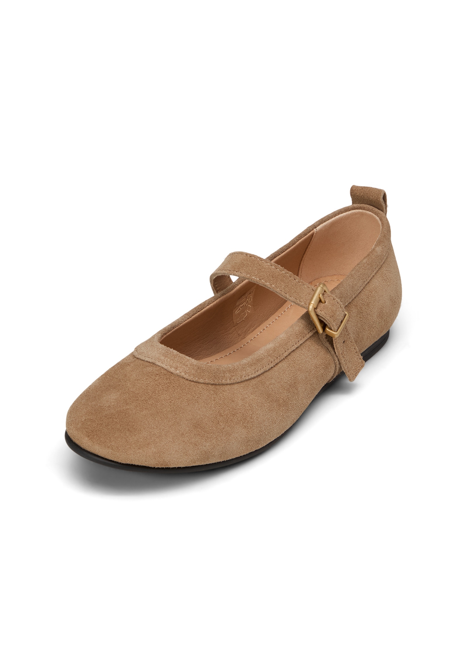 Ballerina MARC O'POLO "aus geöltem Veloursleder", Damen, Gr. 42, light pure sand, Obermaterial: 100% Leder (Rind), unifarben, Schuhe Ballerina
