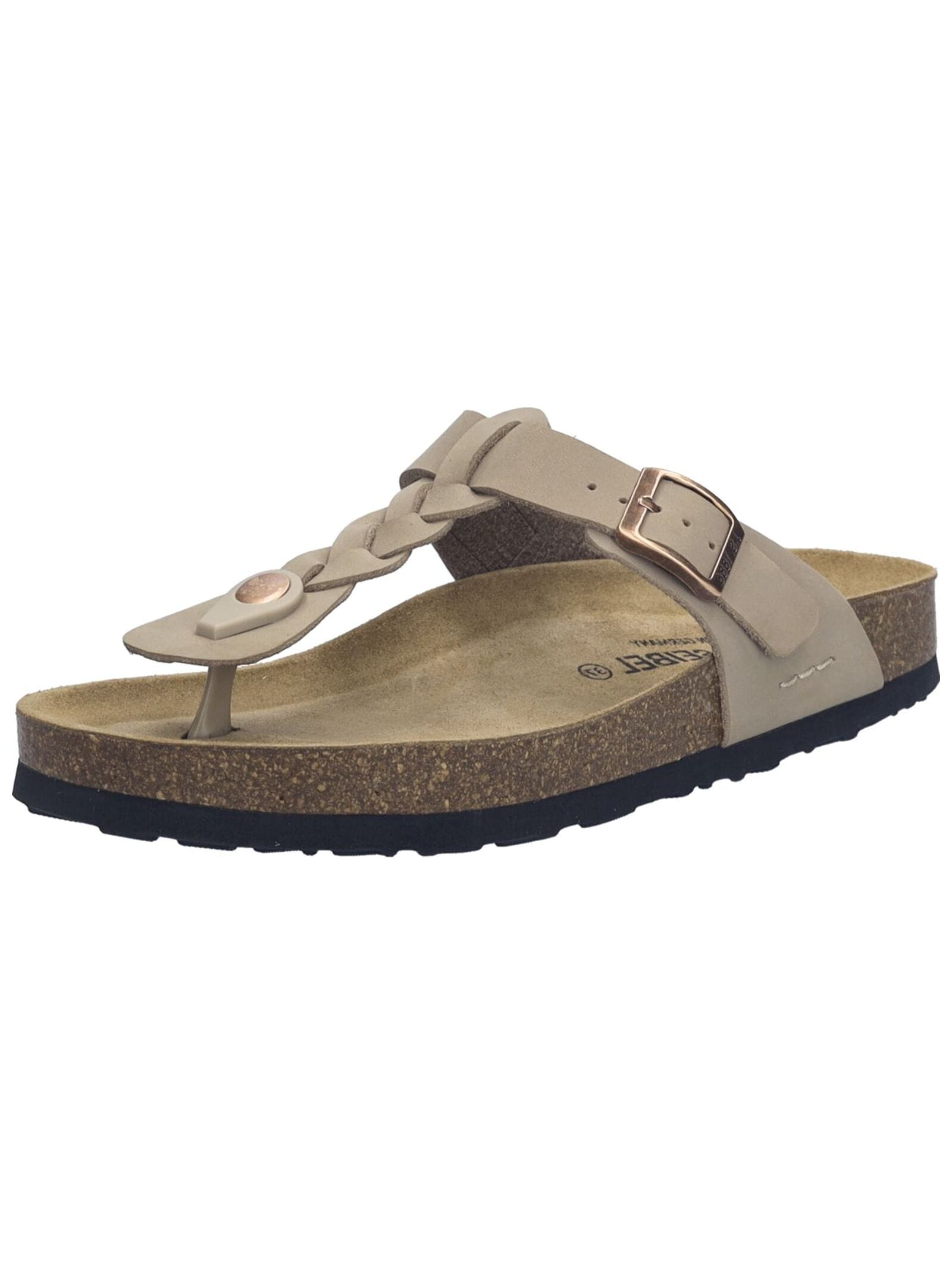 Zehentrenner JOSEF SEIBEL "Josef Seibel Pantoletten Leder", Damen, Gr. 38, dunkelbeige, Leder, Schuhe Zehentrenner