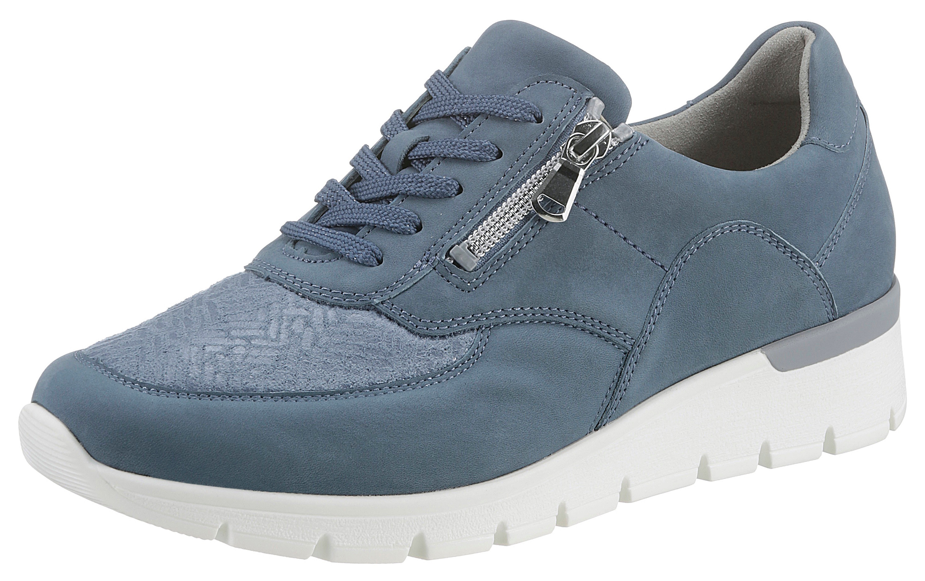 Schnürschuh WALDLÄUFER "K-RAMONA-Soft", Damen, Gr. 5 (38), blau (jeansblau), Nubukleder, Textil, Schuhe Schnürschuh, Freizeitschuh, Halbschuh mit Orthotritt-Ausrüstung, K-Weite