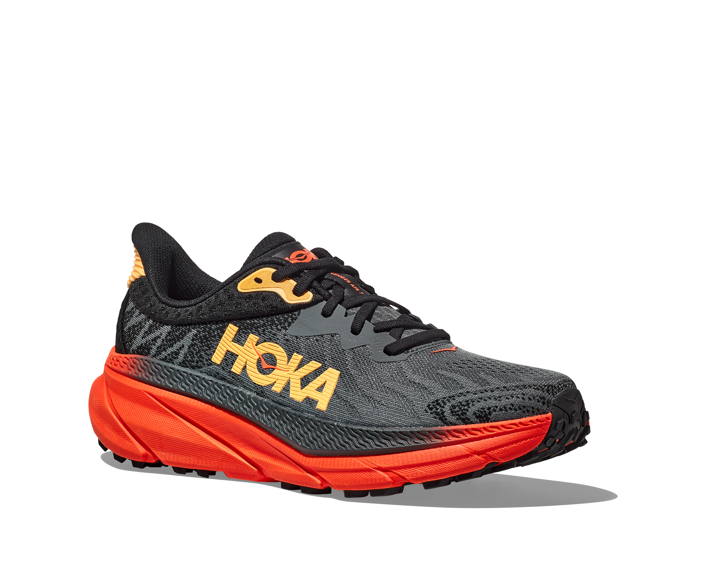 Trailrunningschuh HOKA ONE ONE "Challenger 7", Herren, Gr. 44, castlerock, flame, Synthetik, Textil, Schuhe