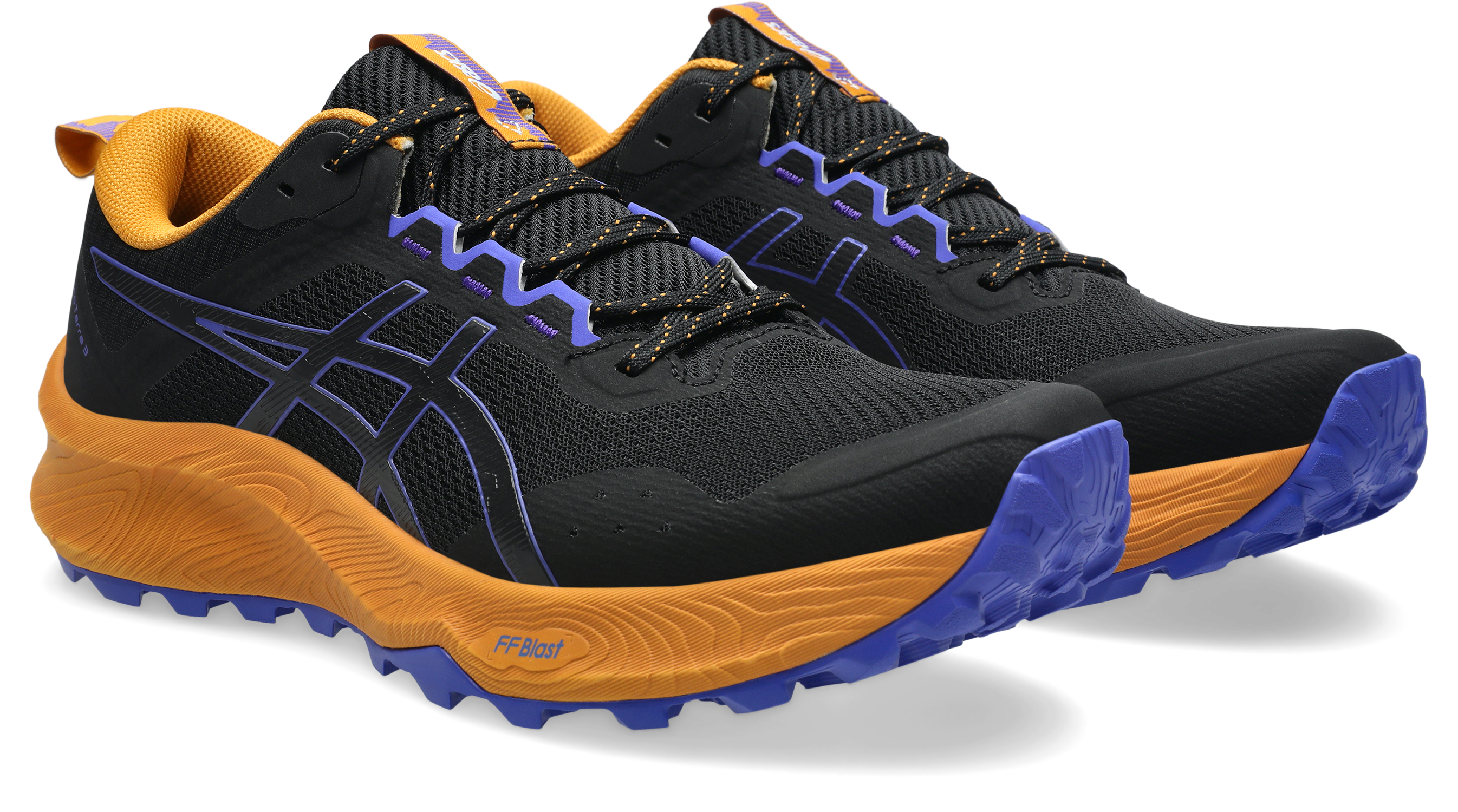 Trailrunningschuh ASICS "TRABUCO TERRA 3", Herren, Gr. 48, schwarz, cobalt burst, Synthetik, Schuhe
