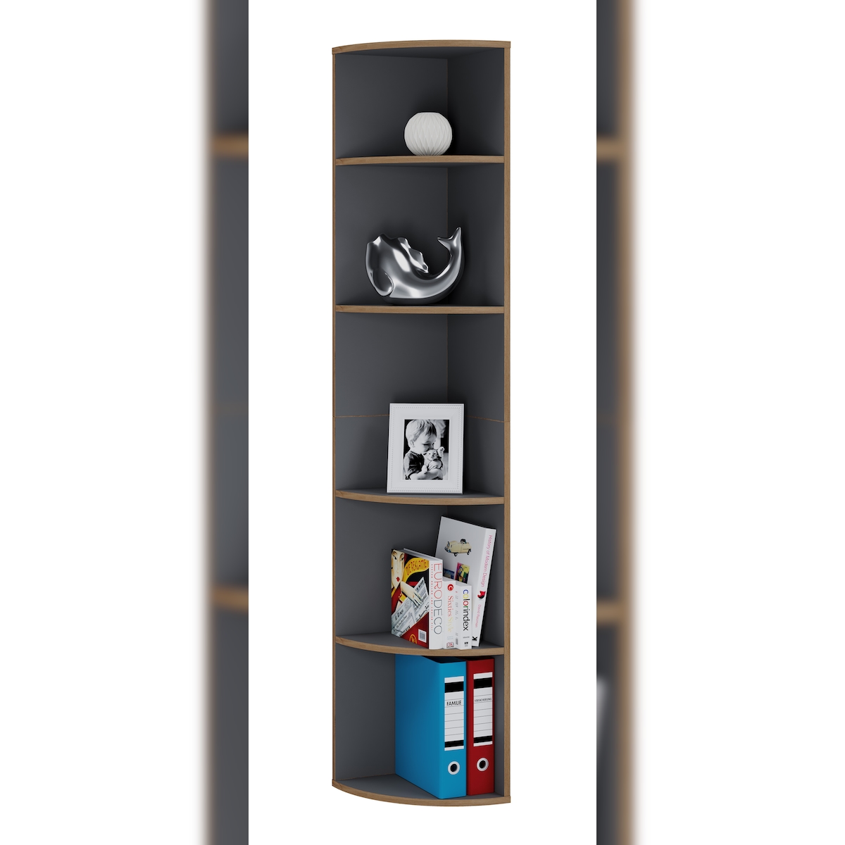 VCM Büroregal & Bücherregal Salia Anthrazit H. 183 x B. 33 x T. 33 cm Image
