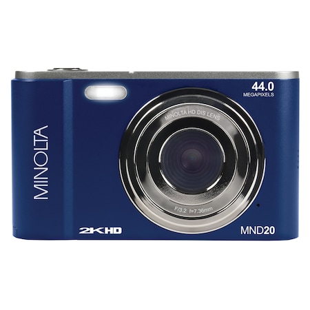 MINOLTA MND20-BL MND20 16x Digital Zoom 44 MP/2.7K Ultra HD Digital Camera Blue