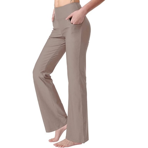 Damen Weite Hosenbeine Hose Freizeithose Mode Streetwear Basic Volle Länge Hohe Taille Einfach Tasche Elastischer Bund Komfort Hohe Elastizität Täglich Urlaub Fitnessstudio Schwarz Weiß Burgunderrot Image