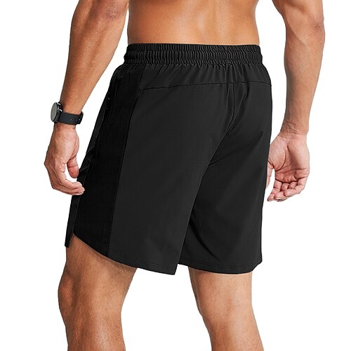 Herren Aktiv Shorts Freizeitshorts Sportliche Shorts Tasche Elastischer Bund Rein Einfach Einheitliche Farbe Schnelltrocknend Leicht Über dem Knie Outdoor Fitnessstudio Training Sport Sportlich Blau Image
