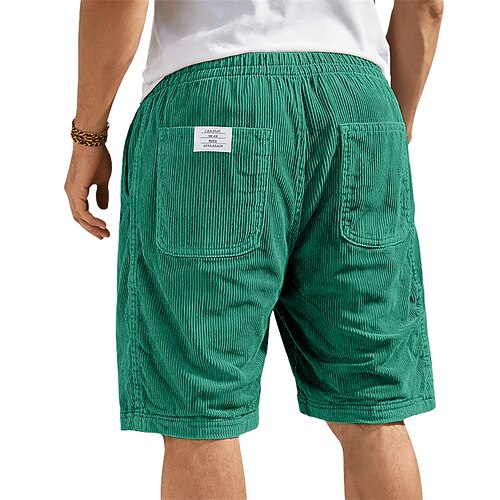Herren Shorts Freizeitshorts Cordshorts Shorts mit Struktur Tasche Elastischer Bund Einfach Komfort Atmungsaktiv Knielang Lässig Outdoor Strand Urlaub Mode Schwarz Weiß Unelastisch Image