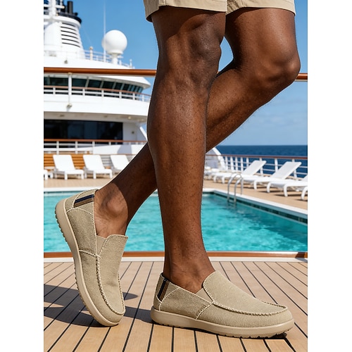 Marineblaue Herren-Slipper, atmungsaktives Obermaterial mit flexibler Passform, bequeme Stützsohle, perfekt für Inseln, Kreuzfahrten, Strandresorts und Urlaub. Image
