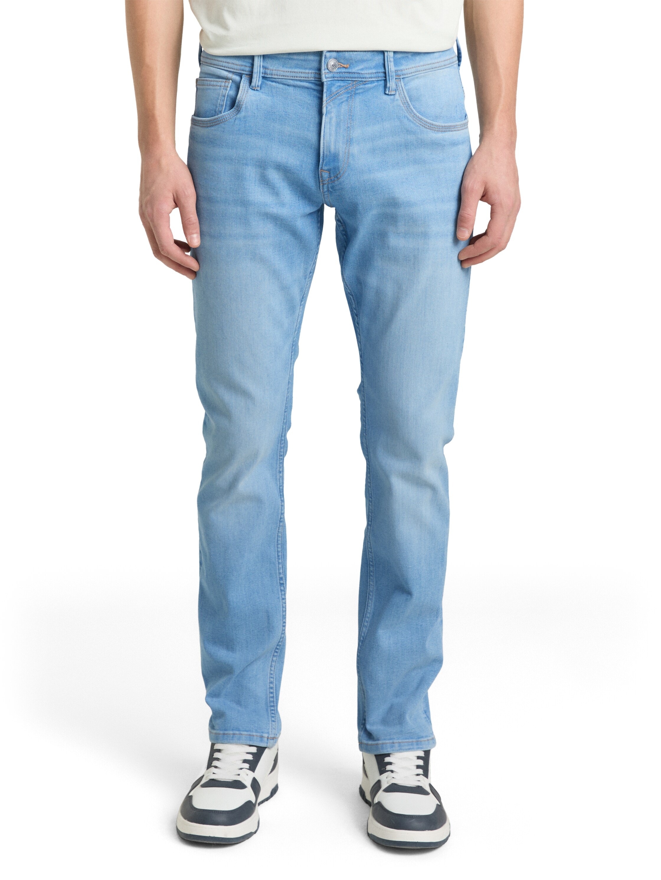 Straight-Jeans TOM TAILOR DENIM, Herren, Gr. 32, Länge 32, light stone bright blau denim, Denim/Jeans, Obermaterial: 75% Baumwolle, 20% Polyester, 3% Viskose, 2% Elasthan. Futter: 65% Polyester, 35% Baumwolle, straight fit, Jeans Straight-Jeans, im...