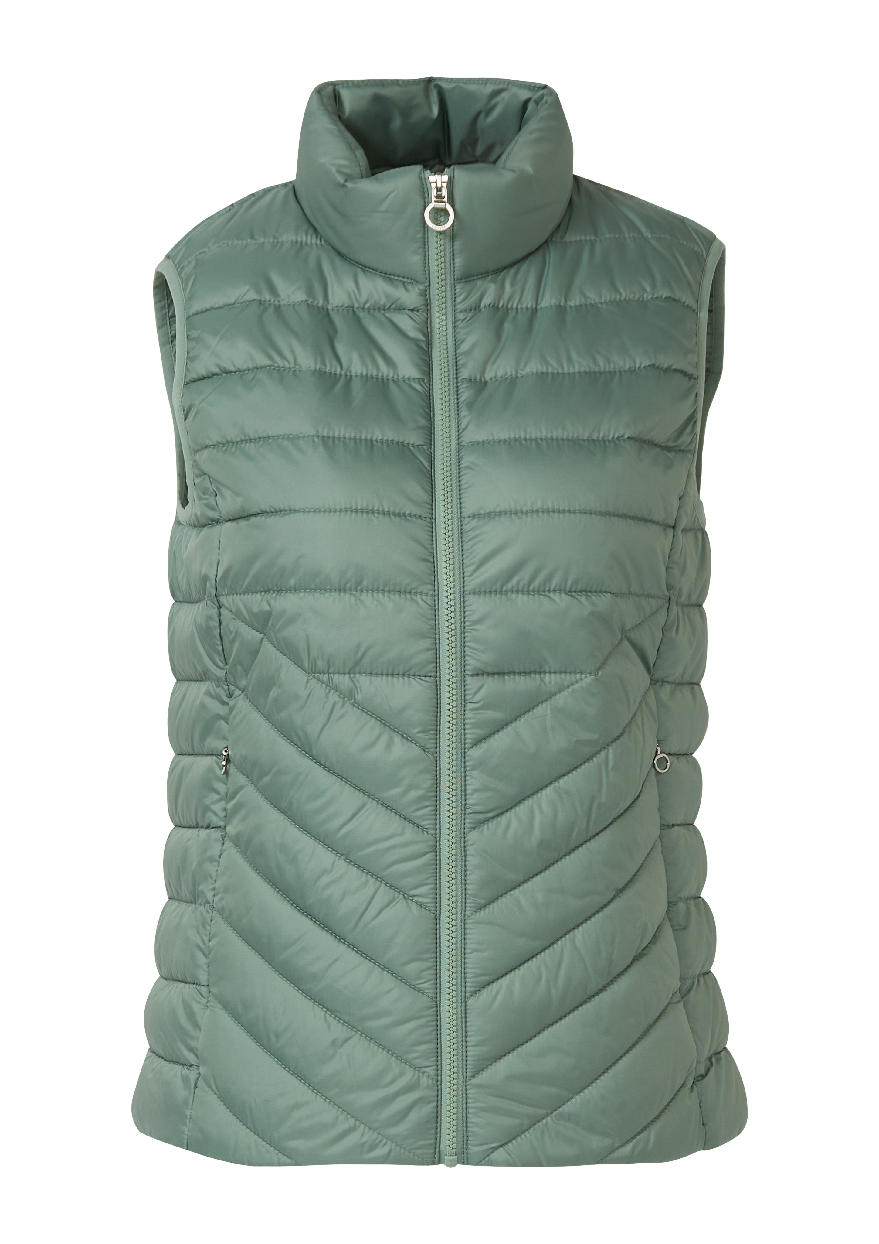 Steppweste S.OLIVER, Damen, Gr. 36, sage grün, Steppware, Obermaterial: 100% Polyester, regular fit taillenbedeckt, Rundhals, Westen Steppweste, mit Stehkragen