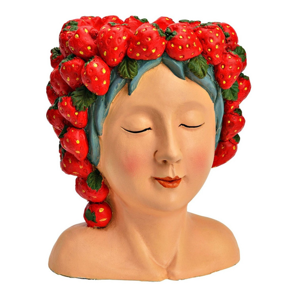 Blumentopf Frauenkopf mit Erdbeeren aus Magnesia Image