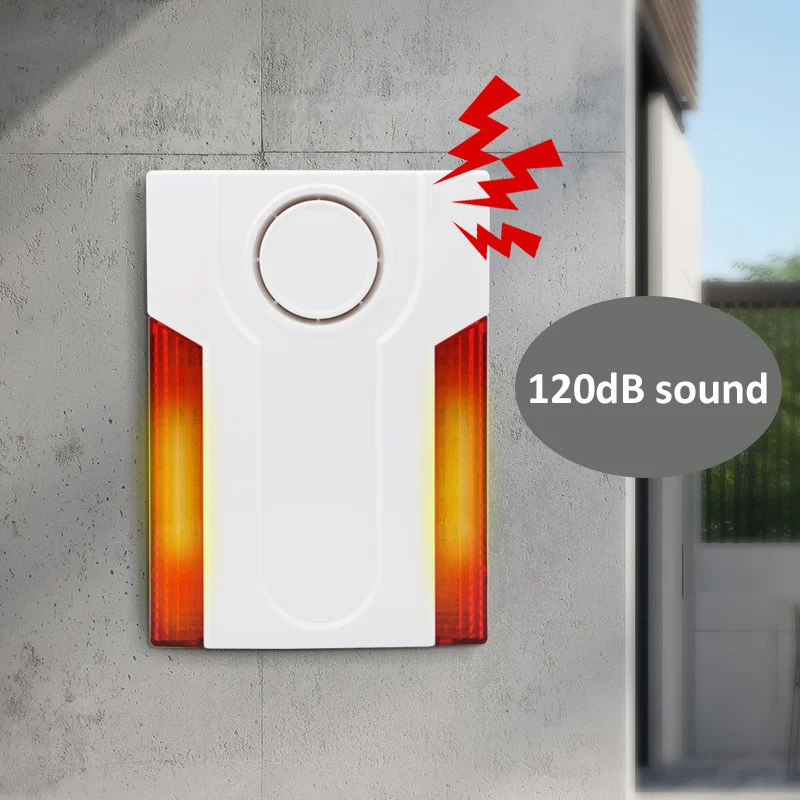 Sirène d'alarme étanche pour intérieur et extérieur, 433MHz, 868Mhz, sirène à flash stroboscopique, 120dB, pour système d'alarme Focus ST-VGT HA-VGW ST-IIIB