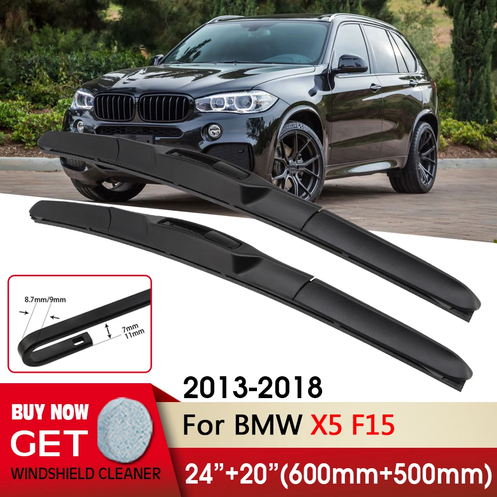 Tergicristallo per auto RHD e LHD Spazzole tergicristallo anteriori 24 "+ 20" per BMW X5 F15 2013-2018 Fit U Gancio Braccio Parabrezza Parabrezza Parabrezza Finestra anteriore