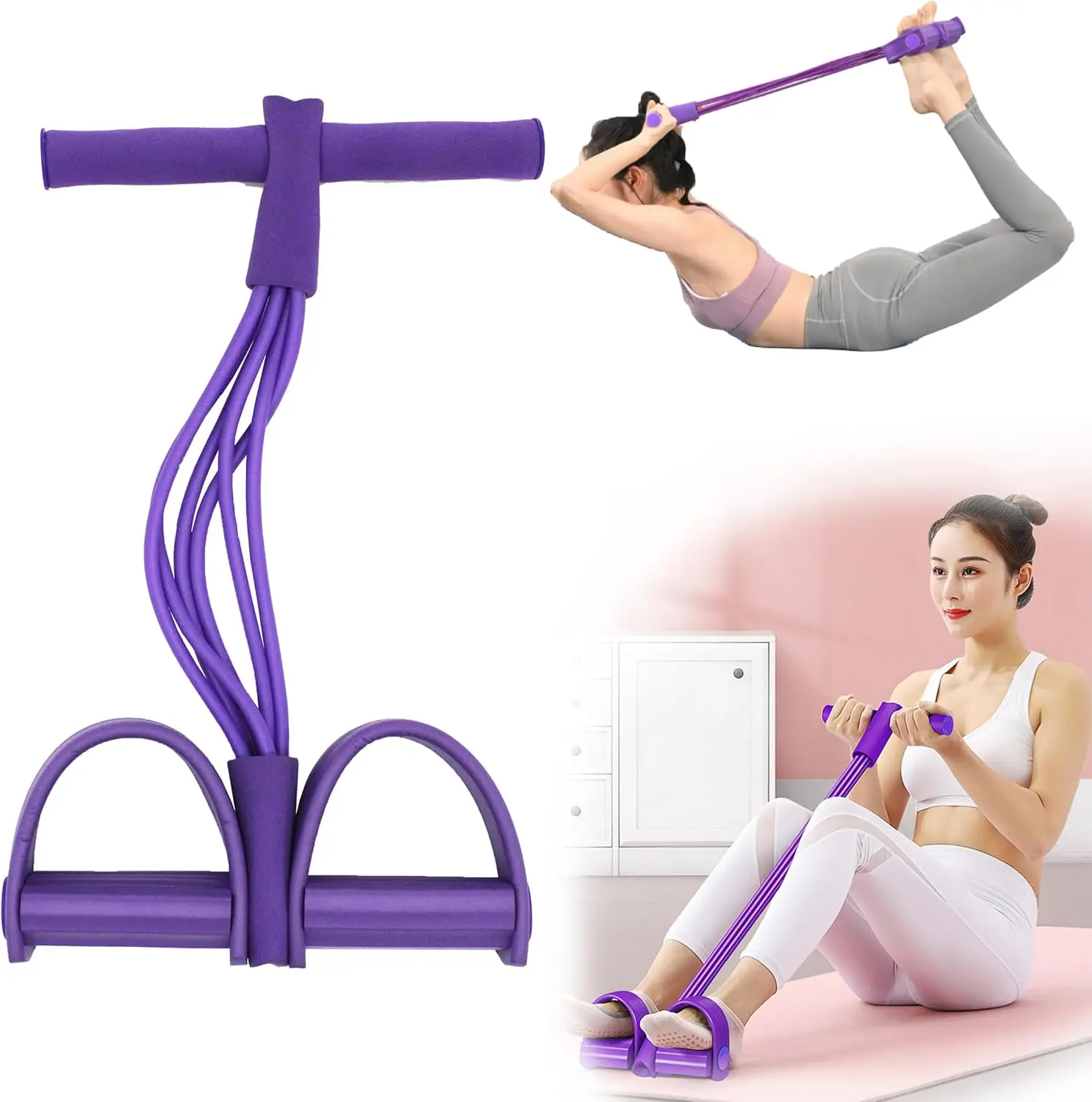 Fasce di resistenza per estrattore, 6 tubi Fasce di resistenza elastiche per estrattore per pedale yoga per allungamento delle gambe del braccio della vita addominale Dimagrante Trai