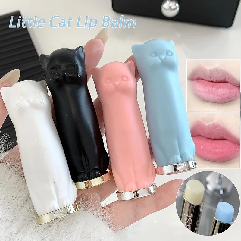Katzen-Lippenbalsam, feuchtigkeitsspendend, heilend, Anti-Trocken-Fade-Lippenlinien, Herbst- und Winter-Lippenmaske, Pflege, Mädchen, Studenten, Lippenstift, Make-up-Basis, Tag Image