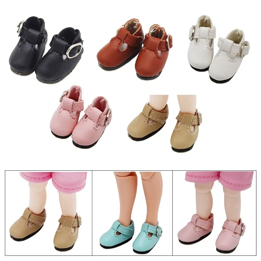 2,8 cm * 1,2 cm Mini-Schuhe 1/8 BJD-Schuhe PU-Leder Mini-Größe Prinzessin-Schuhe T-förmiger Knopf Mehrfarbige Stiefel Puppenzubehör