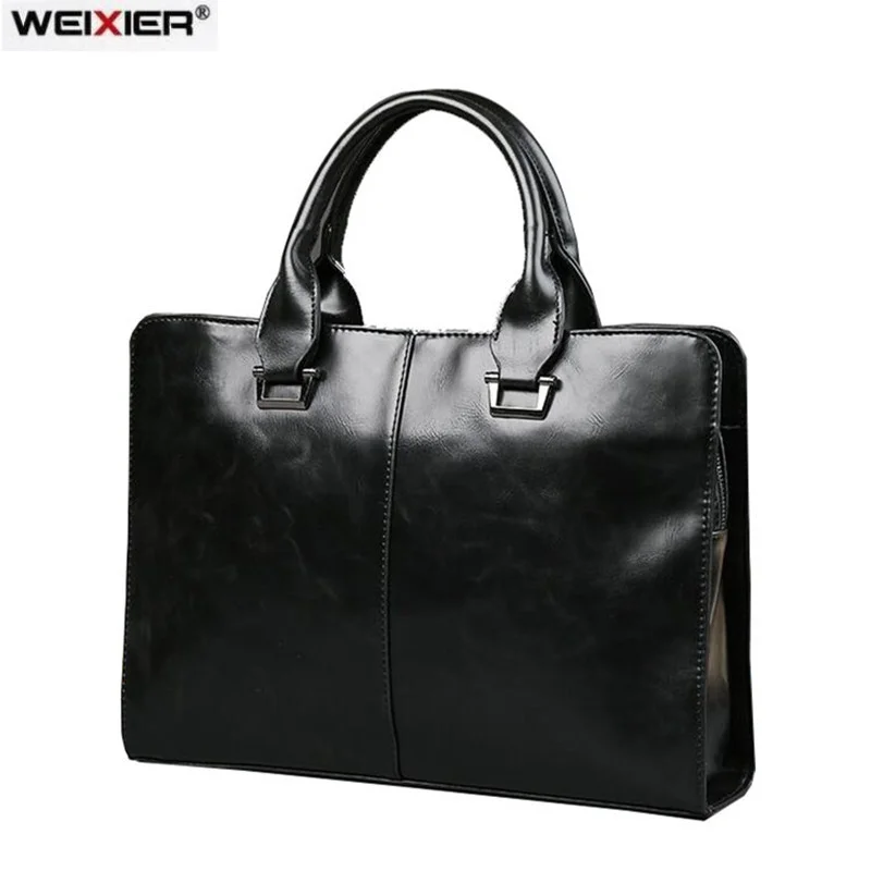 Männer Business büro Aktentasche Computer Laptop Handtasche männlichen Top PU Leder Tote mann Große Feste Schulter taschen Schwarz Vintage tasche