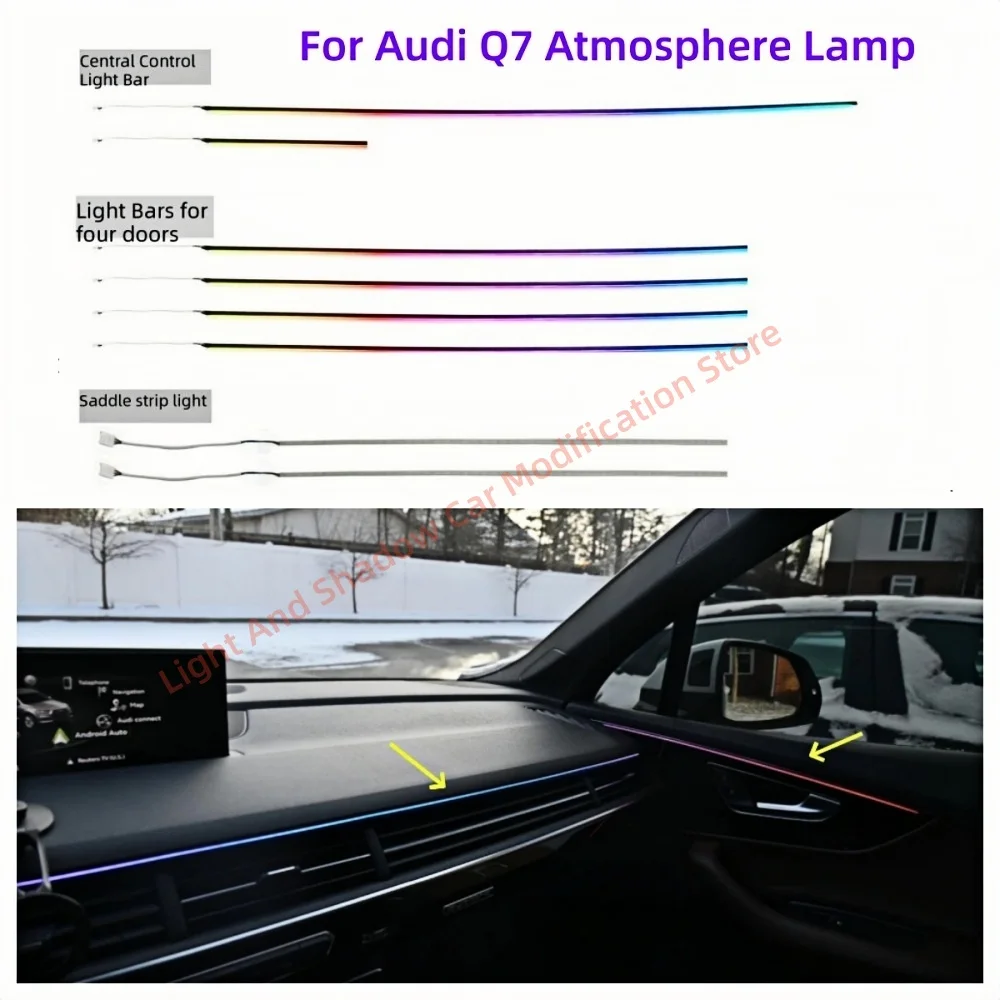 Für Audi Q7 LED-Ambientebeleuchtung Fahrzeuginnenraumbeleuchtung Upgrade der Original-Bildschirmsteuerung Dynamische Atmosphärenlampe Neu Image