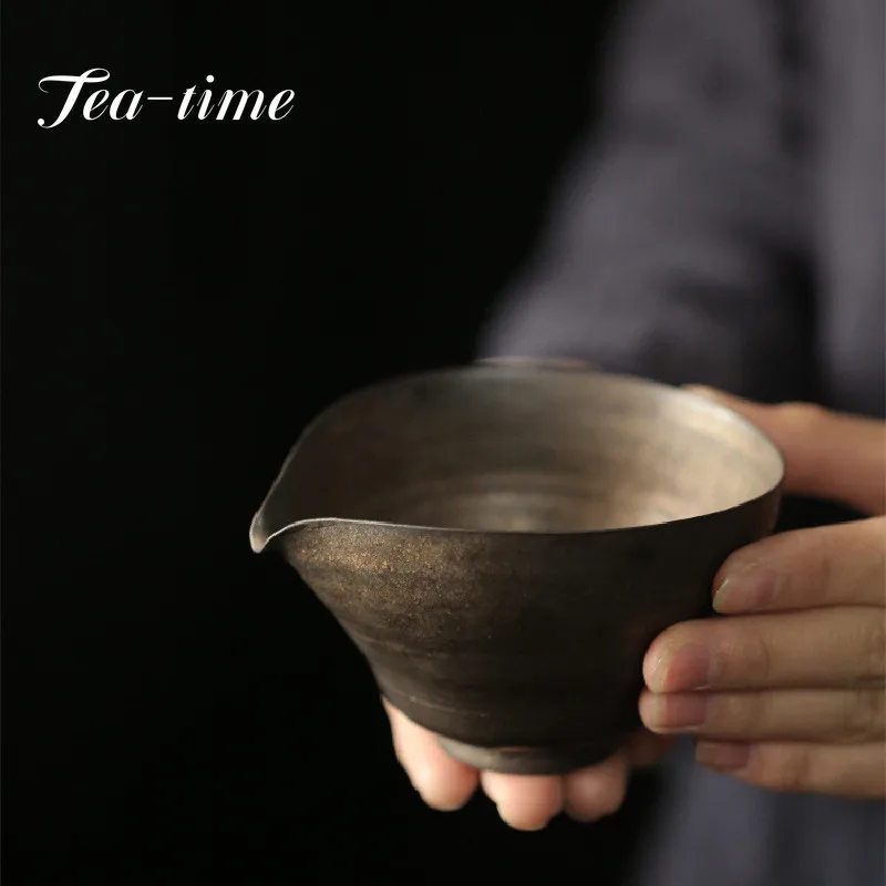 180ml Japanischen stil Keramik Tee Krug Retro Gilded Glasur Kleine Gerechtigkeit Tasse Chinesischen Teilen Tee Chahai Tee Zeremonie zubehör Image