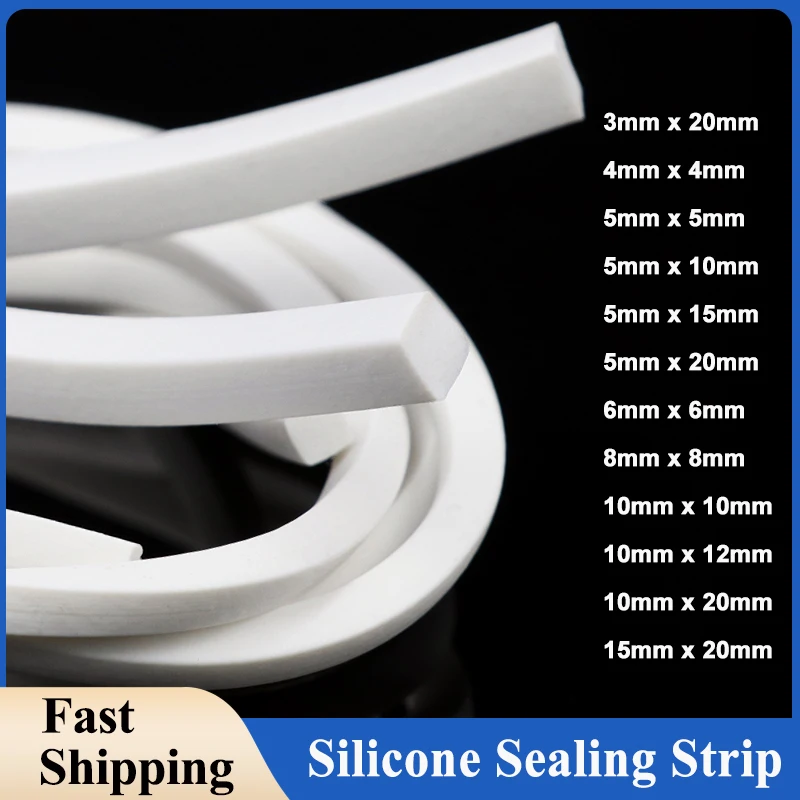1–10 m Silikon-Dichtungsstreifen, weiße quadratische Zierdichtung, Silikonkautschuk für Fenstertüren, Silikonschaumschwammstreifen Image