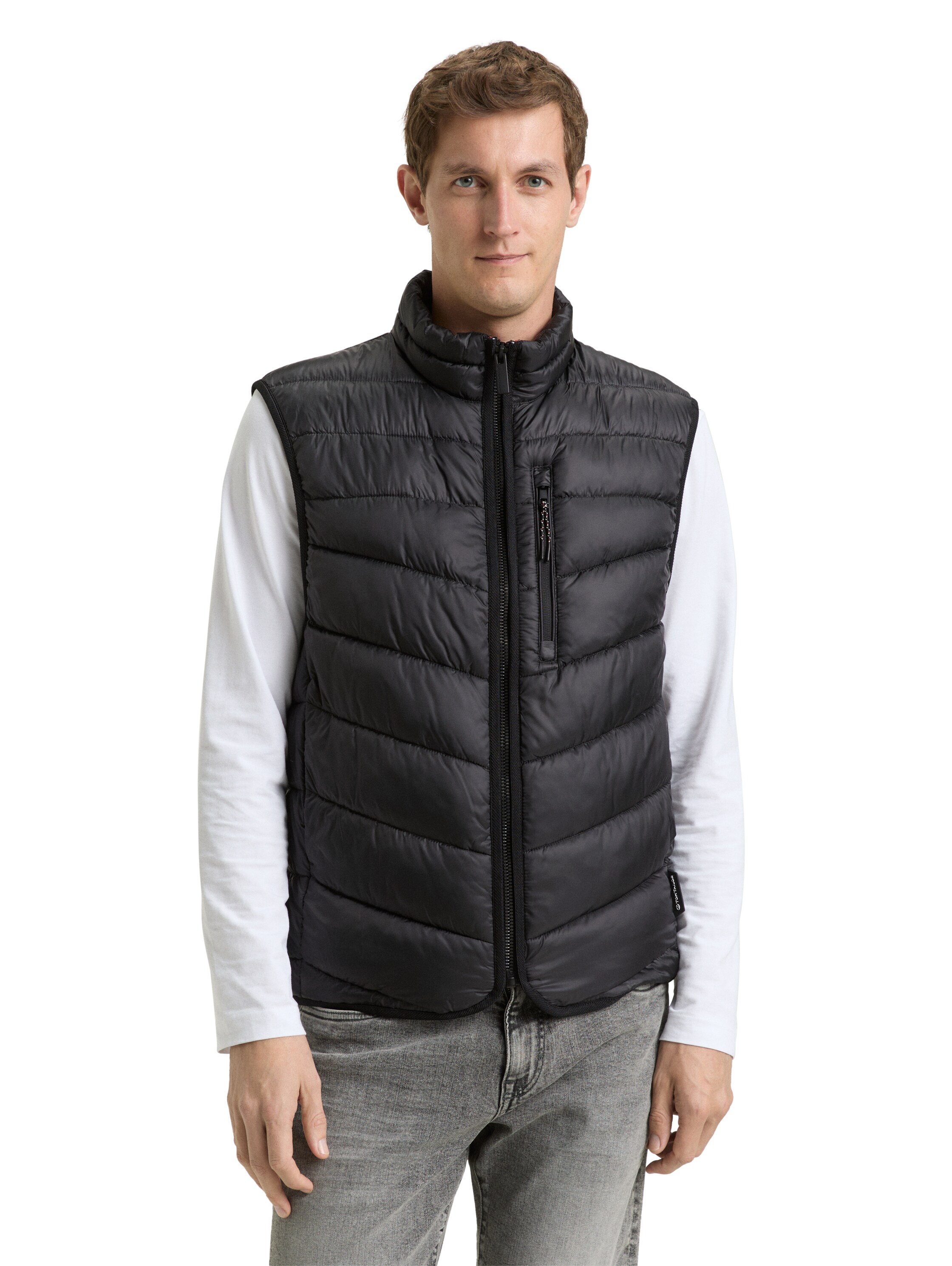 Steppweste TOM TAILOR, Herren, Gr. M, schwarz, Steppware, Obermaterial: 100% Polyester. Futter: 100% Polyester, unifarben, regular fit normal, Westen Steppweste, mit Taschen