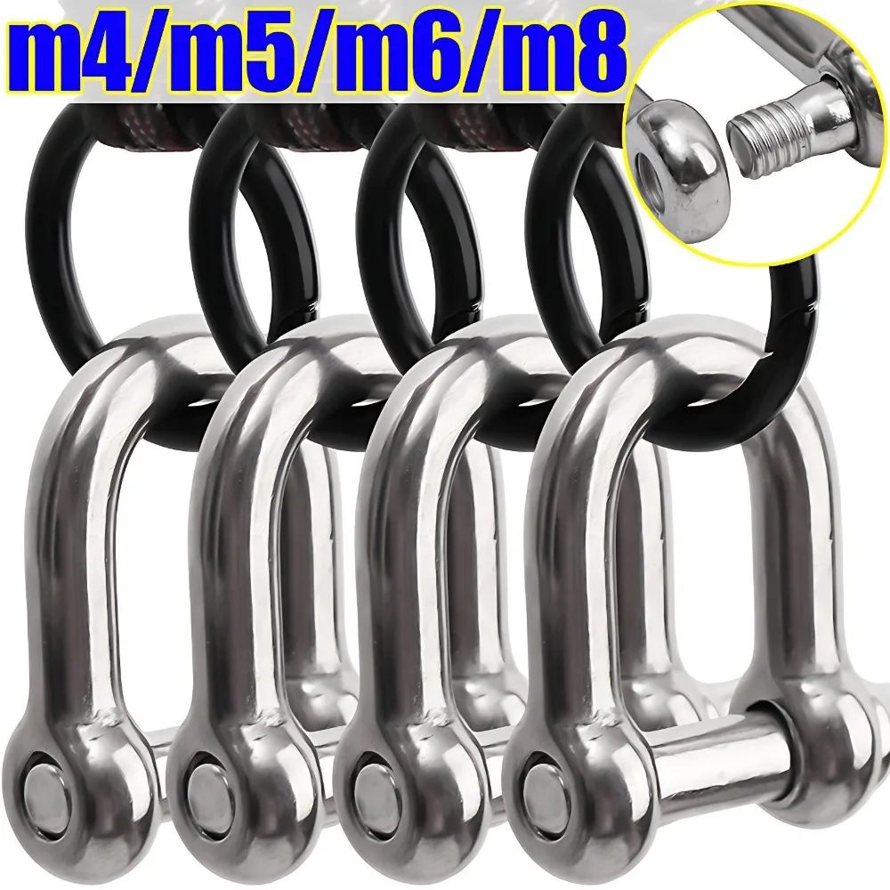 Ganci ad anello con grillo a maglia D in acciaio inossidabile Ganci per grillo di sollevamento Clip per fune metallica Ganci per grillo per sartiame di tipo D Strumenti hardware per barche