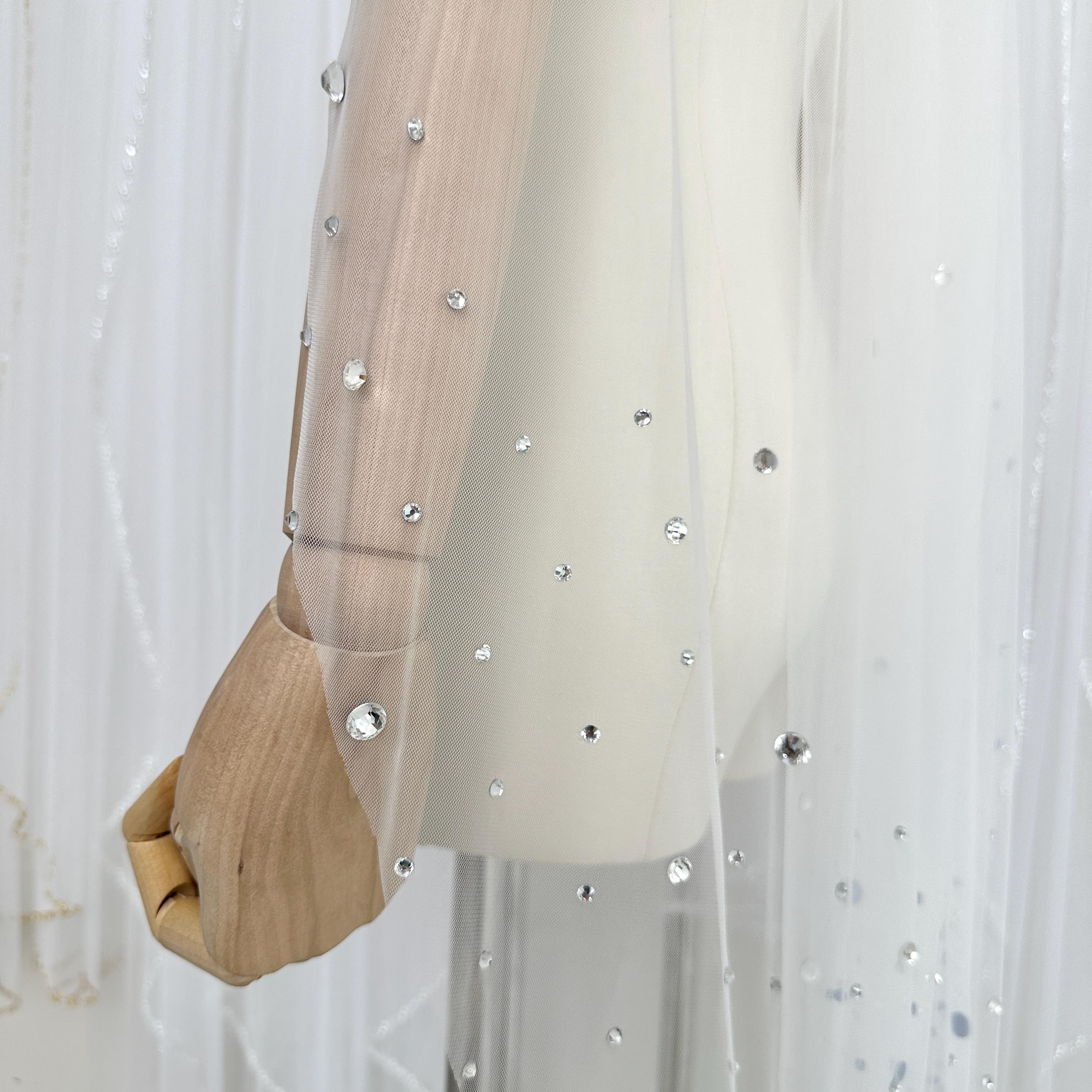 Velo da sposa con strass, velo da sposa a 1 strato, velo da sposa avorio, velo da sposa, velo da sposa, velo premium, velo da cattedrale, velo con str