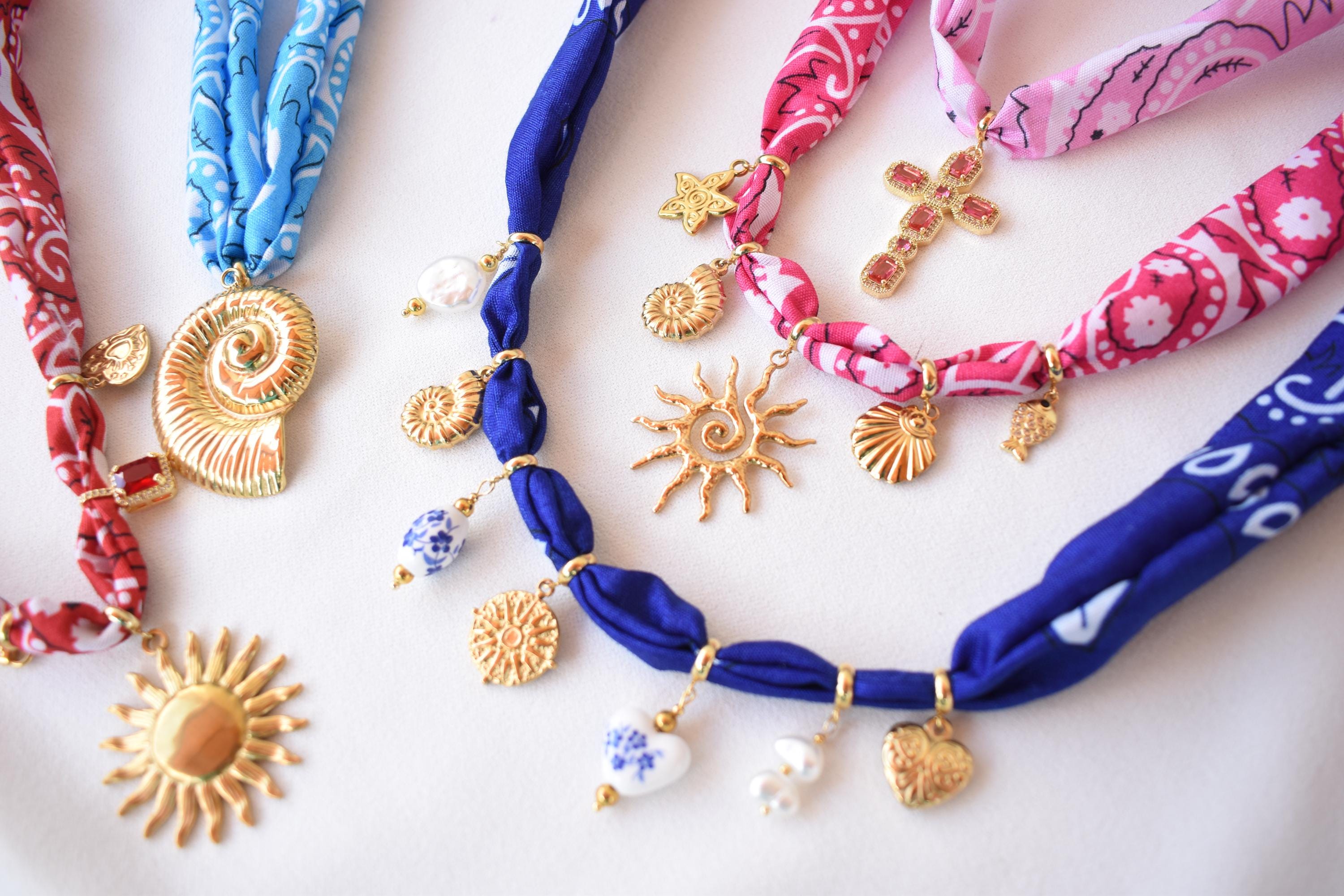 Collana con ciondolo a forma di bandana, crea la tua collana con ciondolo, collana con ciondolo personalizzata, collana con ciondolo personalizzata, c