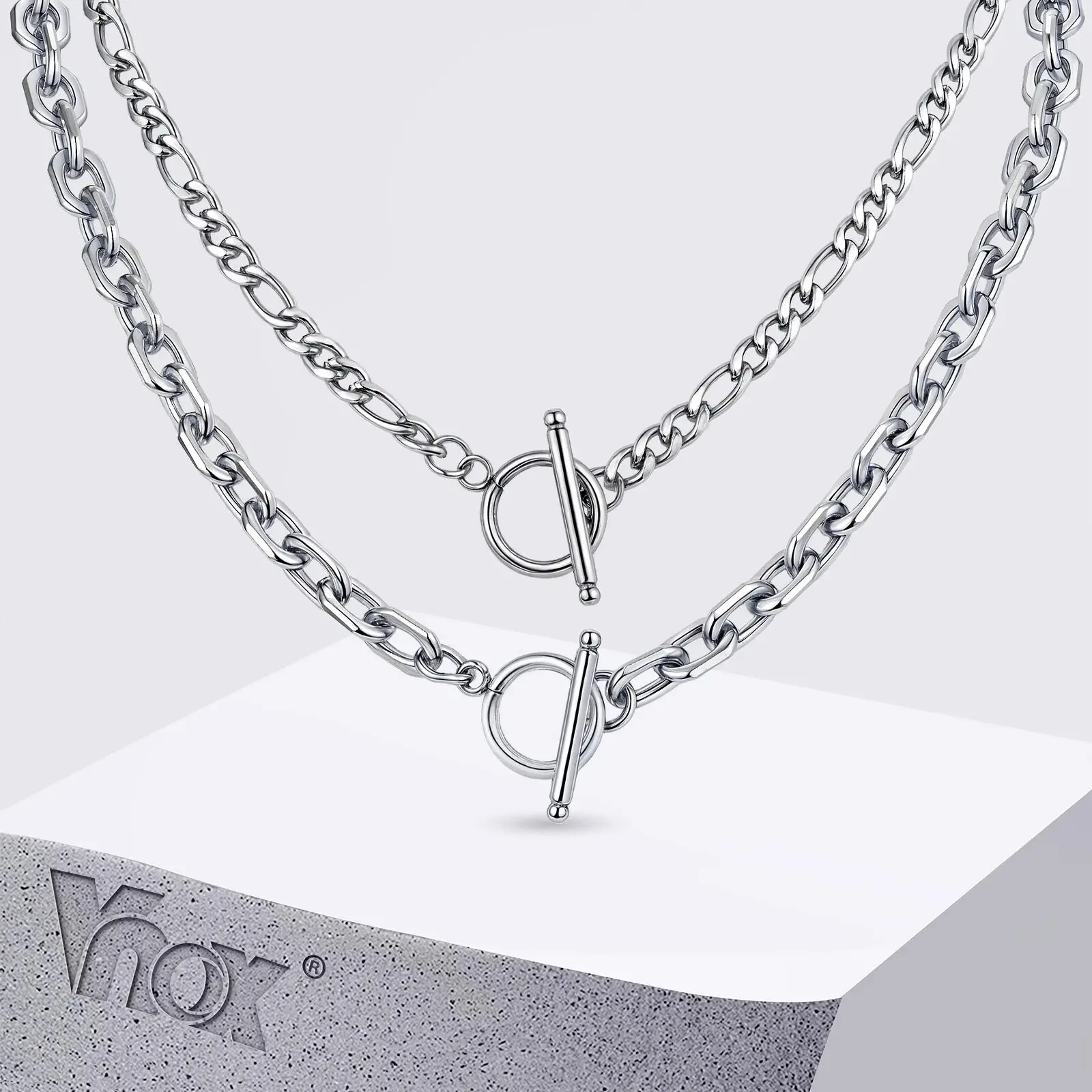Vnox 50 cm OT-Schnalle, Edelstahl-Kette, Choker-Halsketten für Männer und Frauen, Hip-Hop-Halskette, Party-Schmuck, Accessoires, Kette, Geschenke