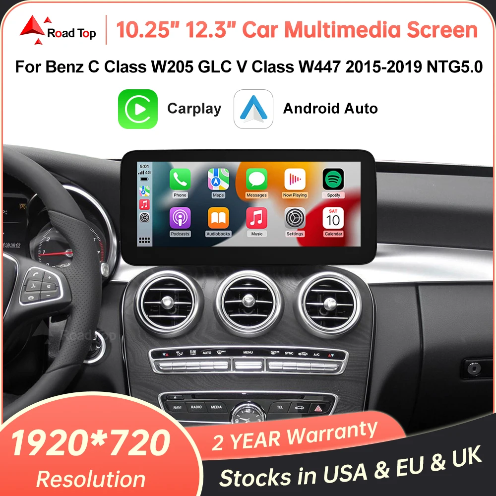 Linux Multimedia-Bildschirm Wireless CarPlay Android Auto für Mercedes-Benz W205 W176 GLC A C V Klasse W447 CLA GLA 2015-2018 NTG5.0 Image