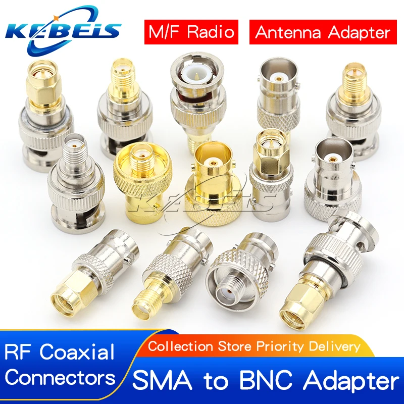 2PCS SMA Männlich Weiblich auf BNC Männlich Weiblich Adapter SMA auf BNC Stecker Für Drahtlose LAN Gerät, koaxialkabel, Radio Antenne Adapter Image