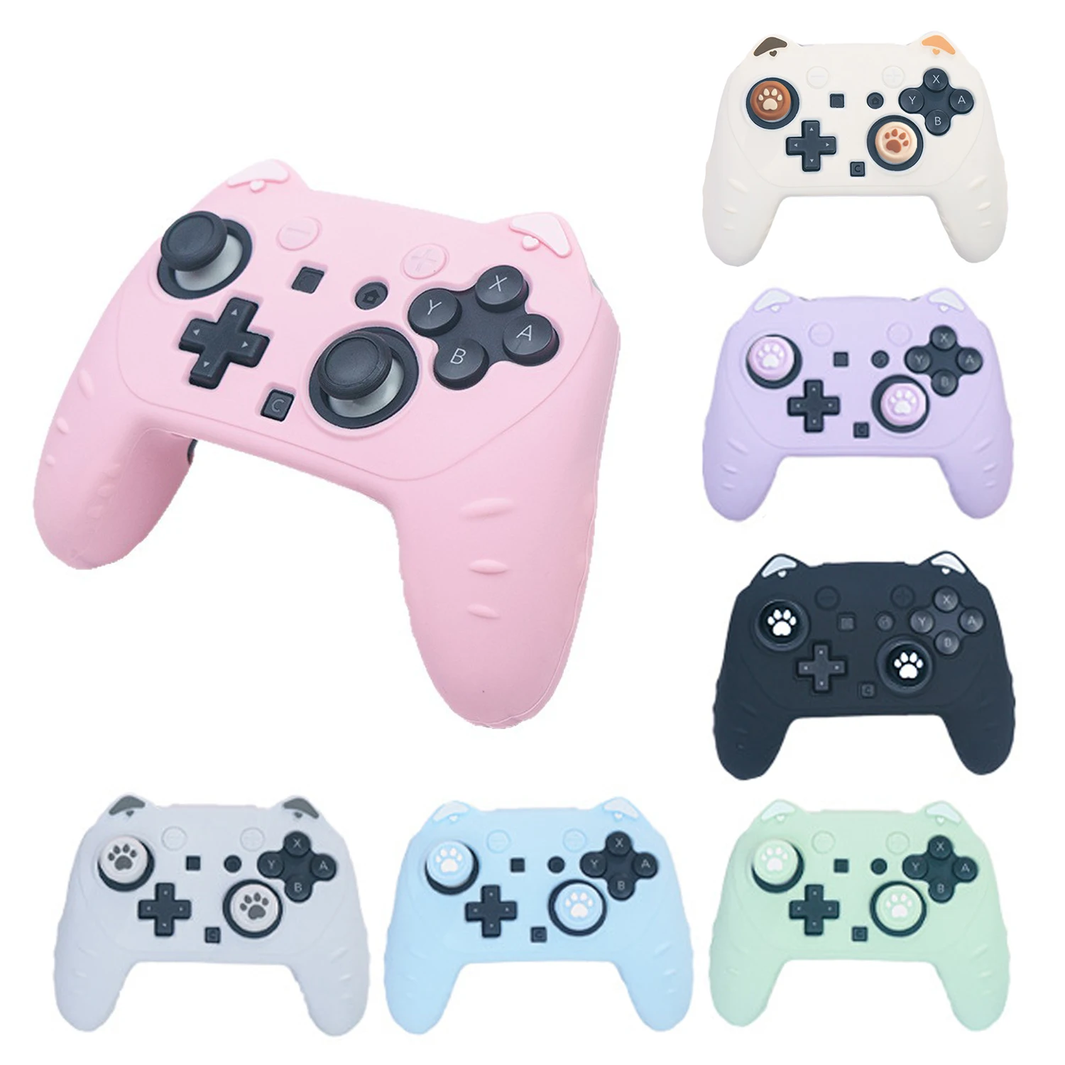 Neue Katze Pfote Silikon Soft Shell Gamepad Aufkleber Haut Für Schalter 2 Pro/NS2 Pro Spiel Controller Fall Thumb-Stick grip Kappe Abdeckung Image
