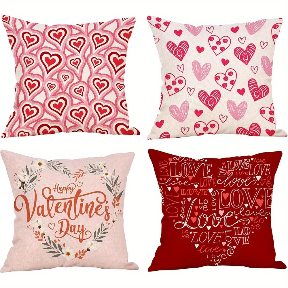 Home Decor Valentinstag Liebe Herz Muster Kissen Muster Kissenbezug Geeignet für Sofa Schlafzimmer Auto Kissenbezug Image