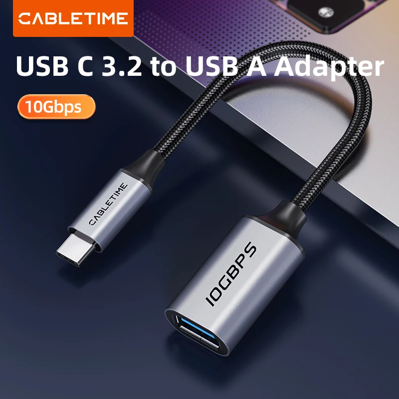 CABLETIME USB 3.2 Adapter OTG Typ C auf USB A 10 Gbit/s Transferadapter für MacBook Xiaomi Huawei iPhone 15 16 OTG-Anschluss Image