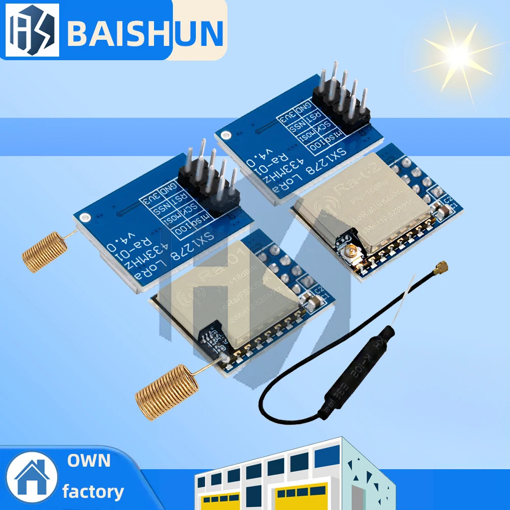 LoRa SX1278 RA-01 RA-02 Spread Spectrum Wireless-Modul 433 MHz Wireless S erial Port SPI-Schnittstelle mit Antenne für Arduino Image