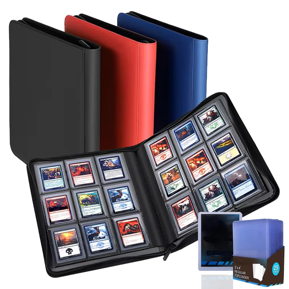 Toploader-Ordner für PKM-Sammelkarten-Ordner, 9 Taschen, Album-Toploader für 252+, 7,6 x 10,2 cm Top-Loader, Kartenschutz für MTG PTCG Image