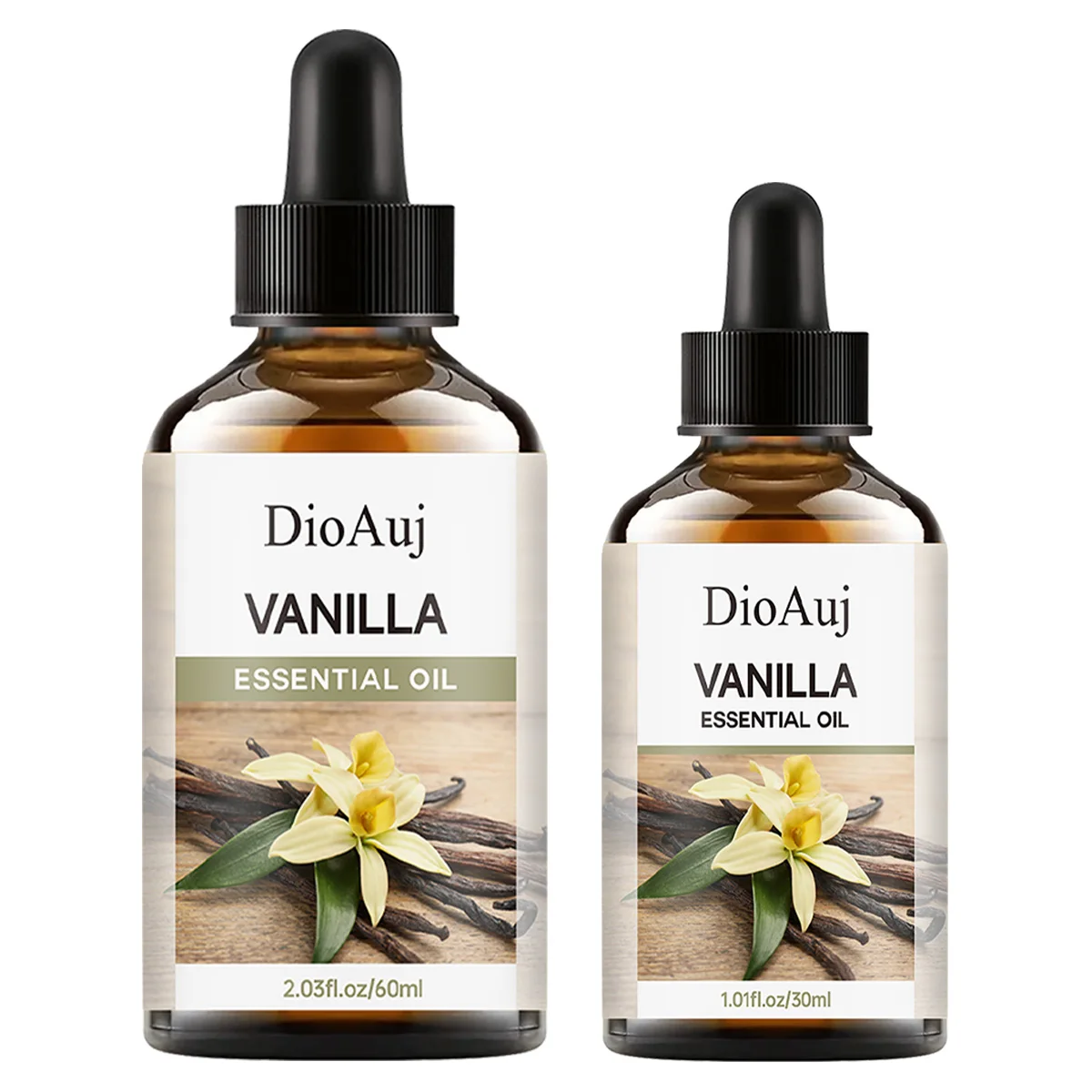 DioAuj Vanille-ätherisches Öl 1 Stück für Luftbefeuchter, Gesichtspflege, Hautpflege, Aromatherapie, Haarpflege, Kopfhaut- und Körpermassage Image