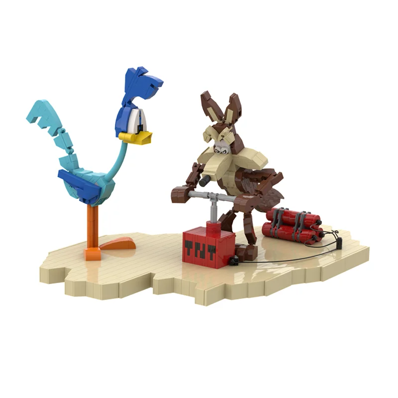 NEUE 630PCS cartoon Film MOC modulare Roadrunner und Coyote szene modell DIY kreative ideen Kind Spielzeug Montage Puzzle geburtstag Geschenk Image