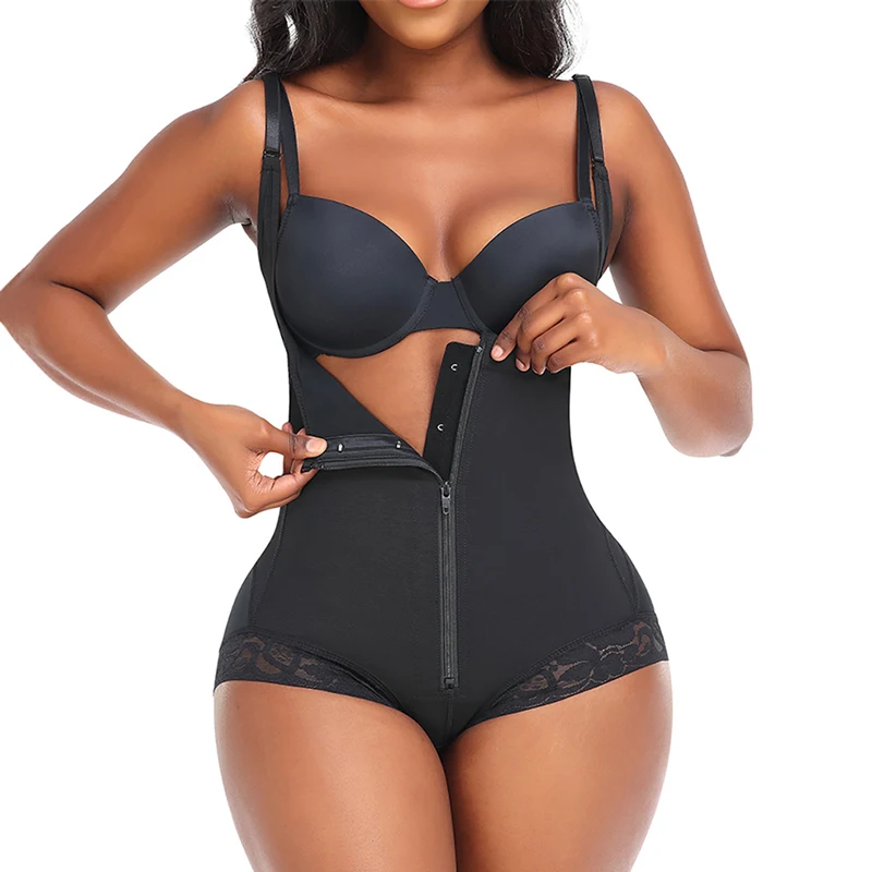 Kompression Shape wear für Frauen Bauch Kontrolle Fajas Reductoras y Moldeadoras Body Shaper Reiß verschluss offene Büste abnehmen Bodysuit Gürtel Image