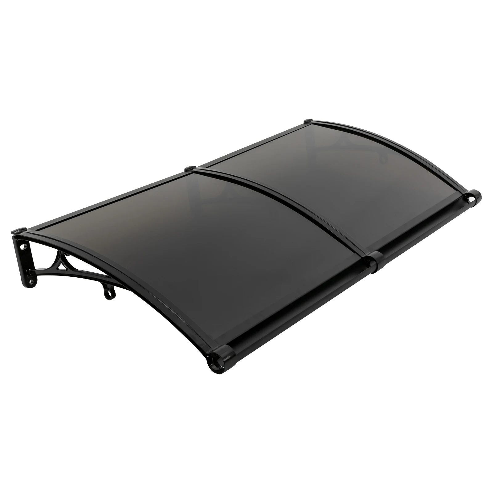 120x60cm Fenster-Tür-Markise Vordach für Außenbereich Wasserdichter Sonnenschutz UV-Regen-Schnee-Schutz mit Entwässerungskanal Image